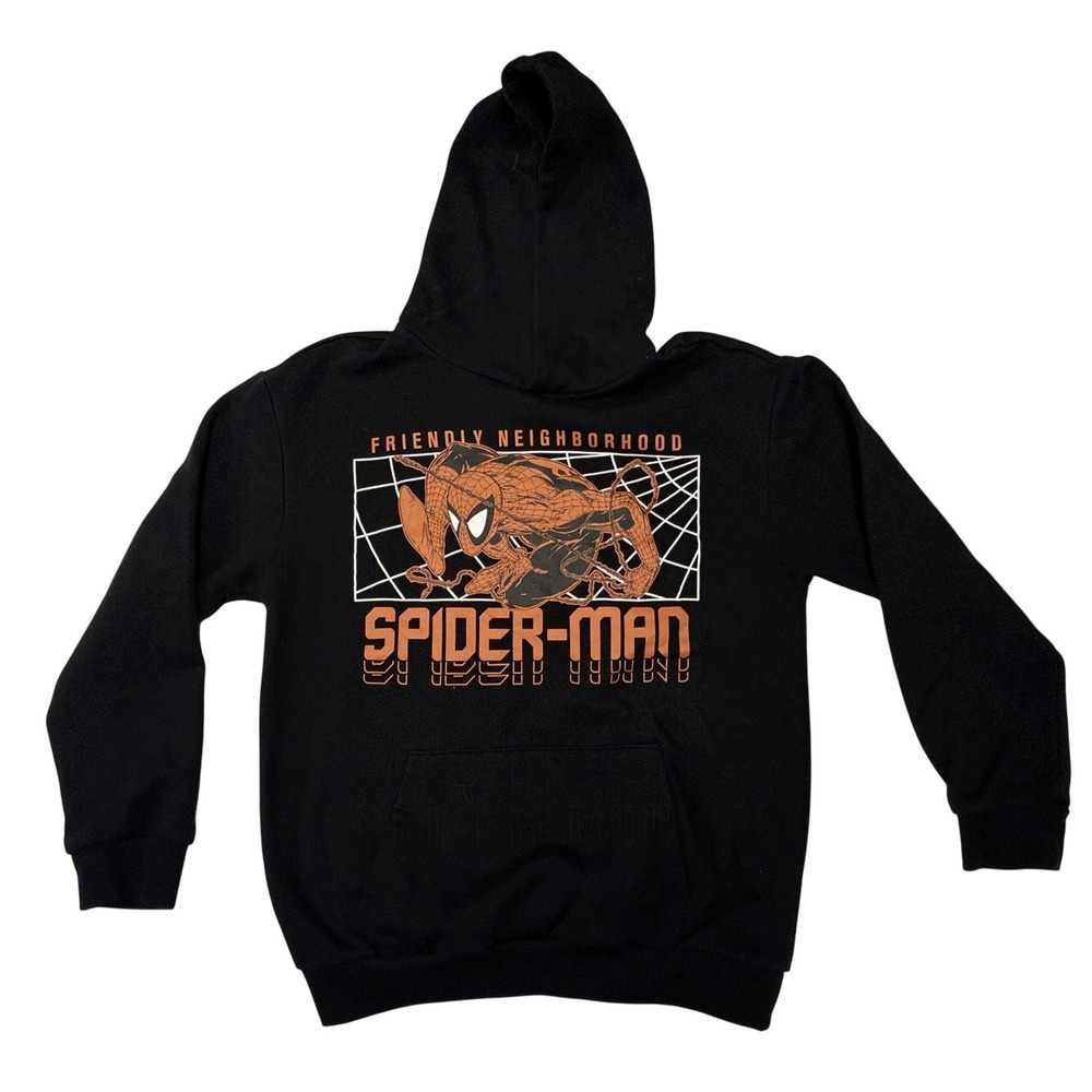Marvel Spider-Man Hoodie Mens Large Black Friendly Neighborhood Graphic Pullover
